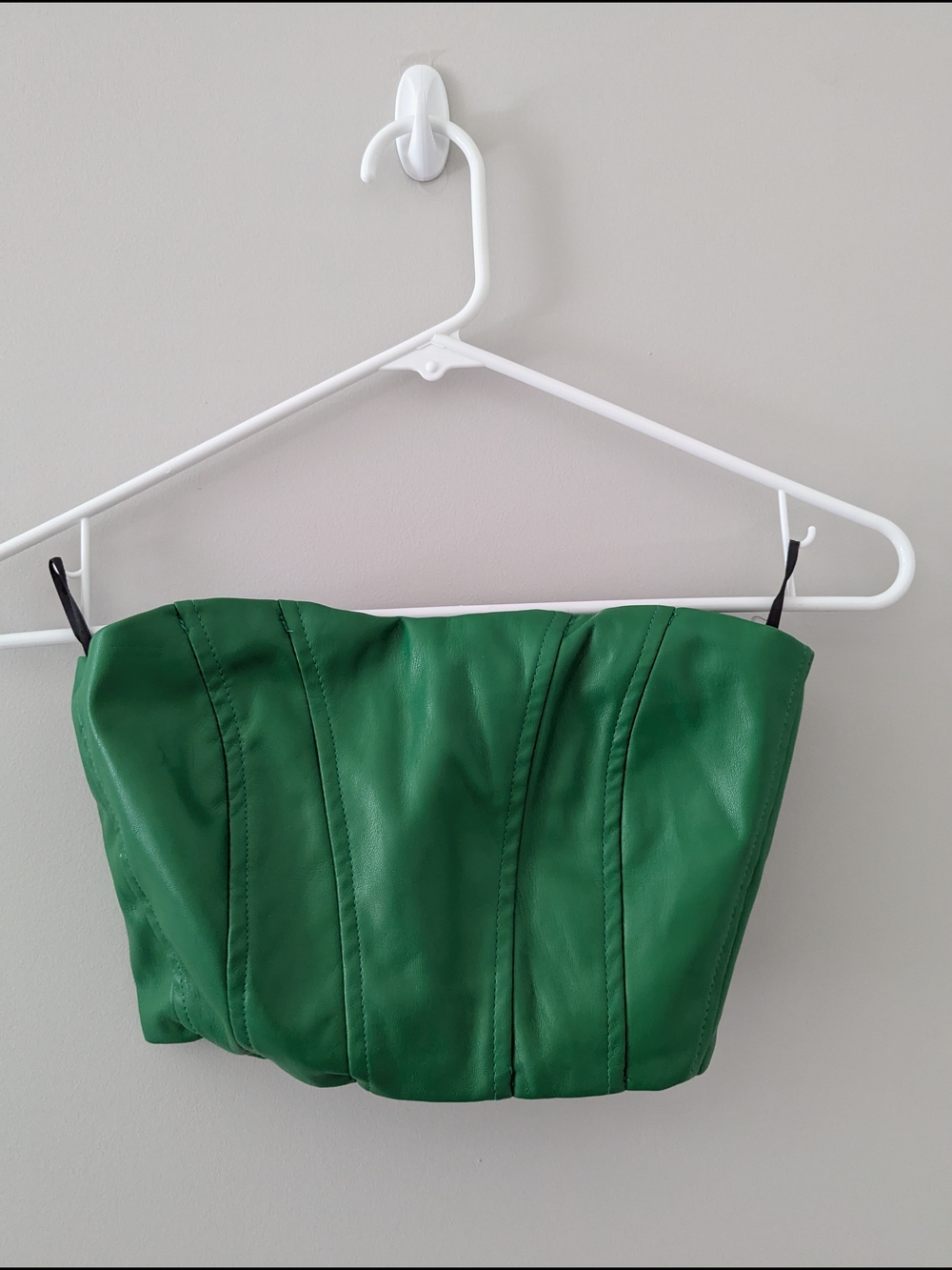Green Faux Leather Corset Top